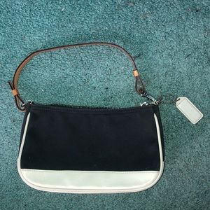 Black and white mini coach purse